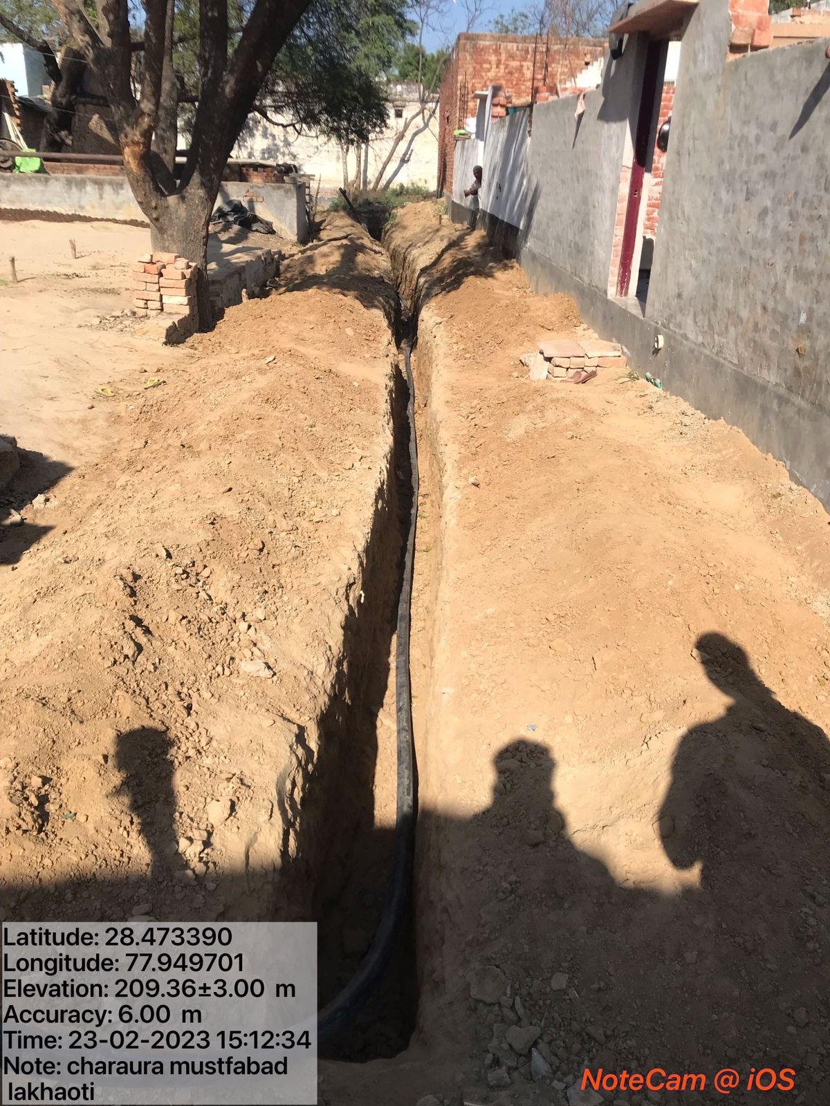 CTC open trench pipeline laying work on site
