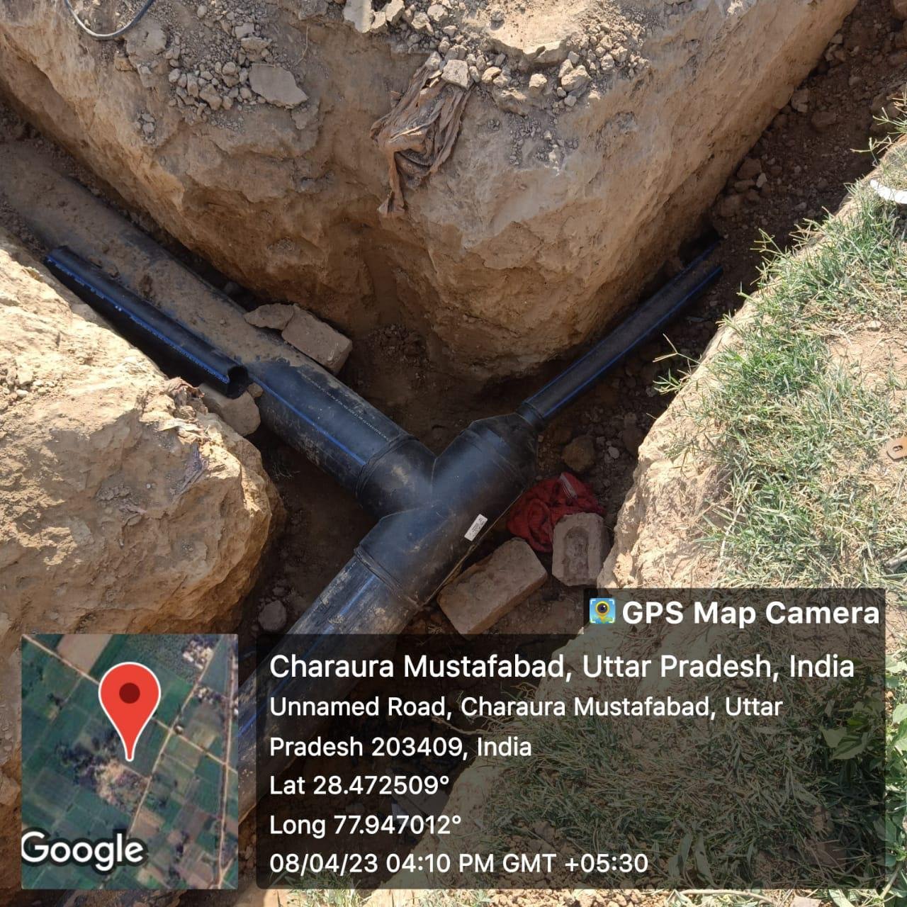 CTC open trench pipeline laying work on site
